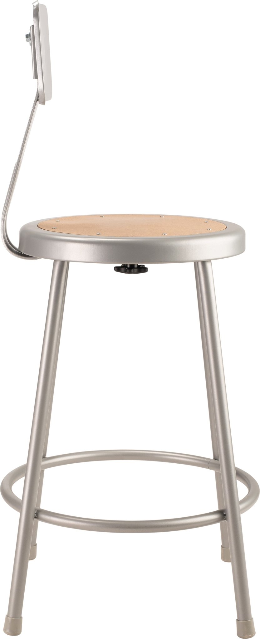 NPS 24" H Heavy Duty Steel Stool with Hardboard Seat & Backrest (National Public Seating NPS-6224B) - SchoolOutlet