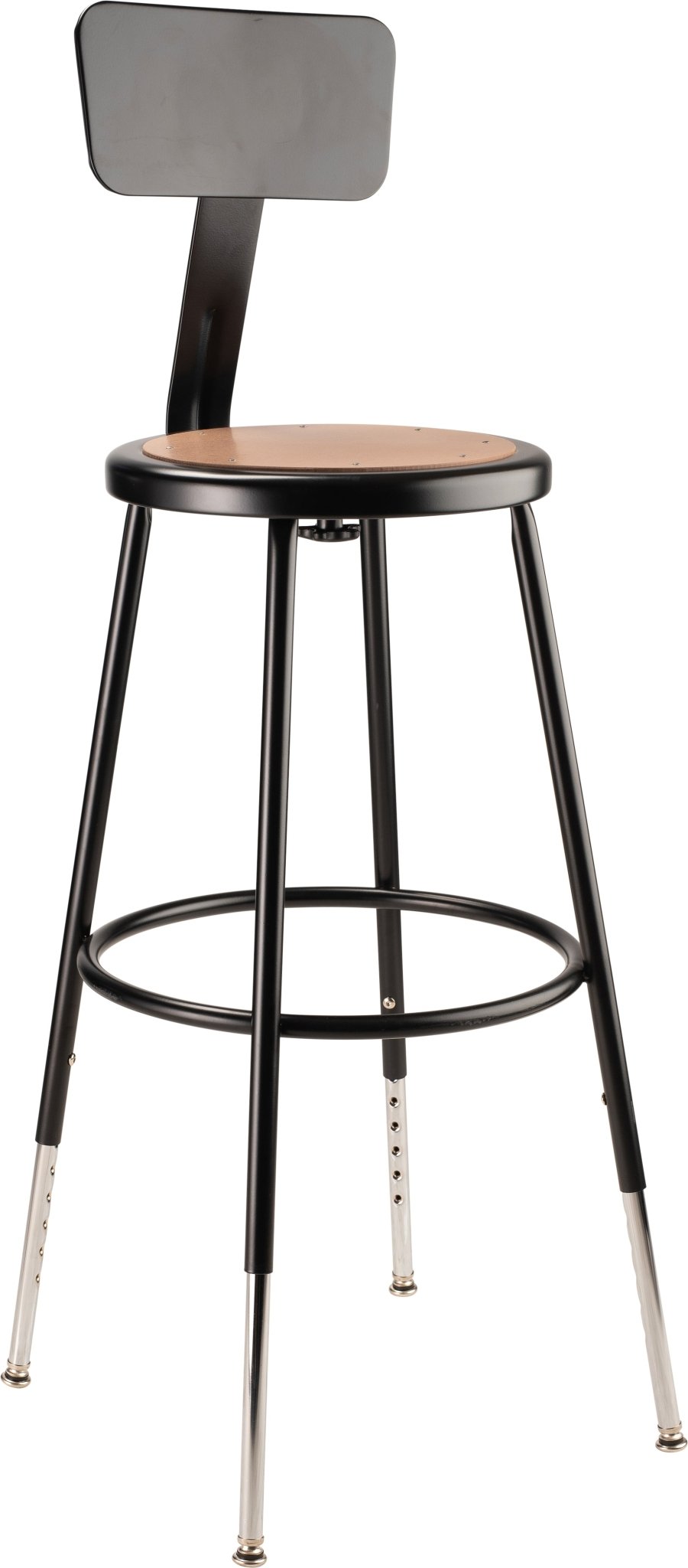 NPS 24.5" - 32.5" Height Adjustable Heavy Duty Steel Stool with Backrest (National Public Seating NPS-6224HB) - SchoolOutlet