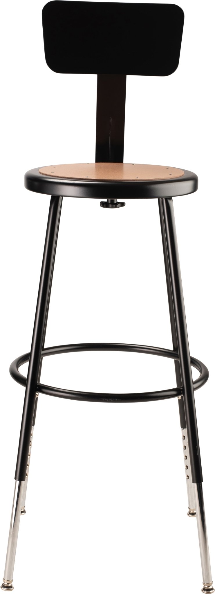 NPS 24.5" - 32.5" Height Adjustable Heavy Duty Steel Stool with Backrest (National Public Seating NPS-6224HB) - SchoolOutlet