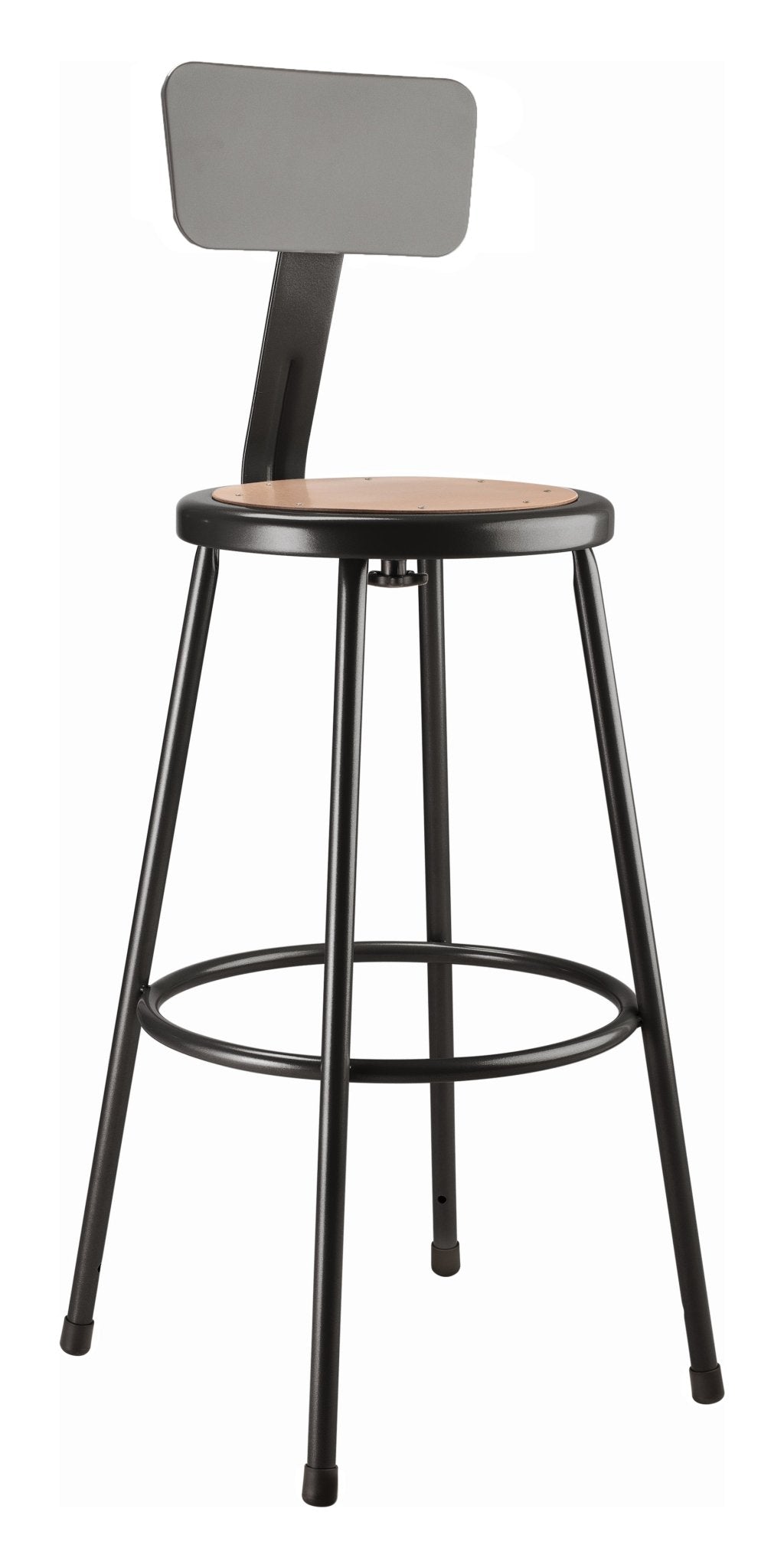 NPS 30" H Heavy Duty Steel Stool with Hardboard Seat & Backrest (National Public Seating NPS-6230B) - SchoolOutlet