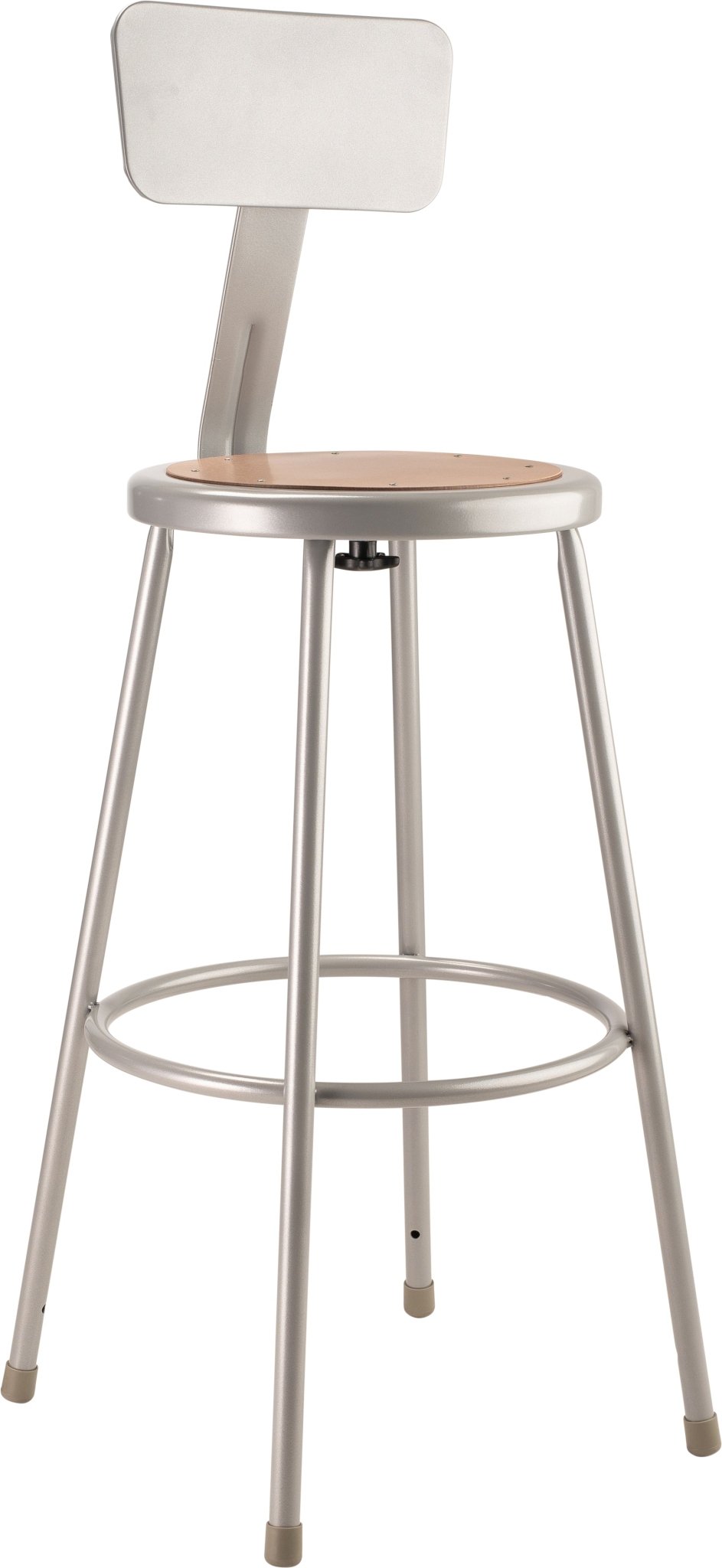 NPS 30" H Heavy Duty Steel Stool with Hardboard Seat & Backrest (National Public Seating NPS-6230B) - SchoolOutlet