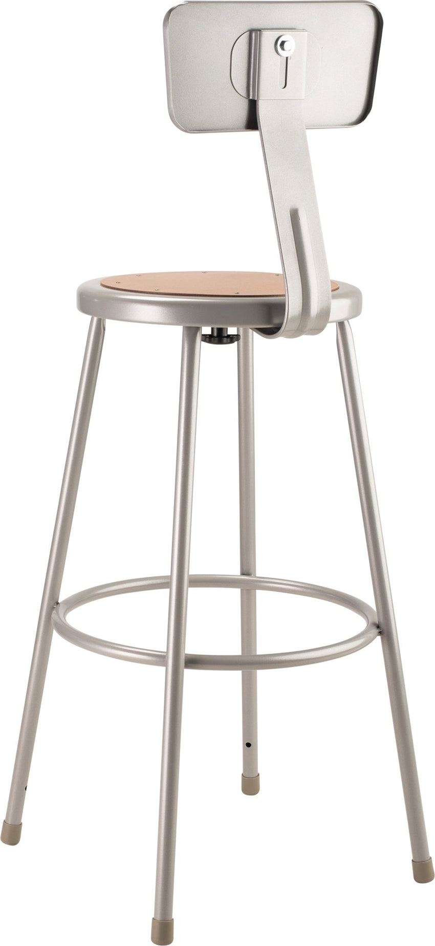 NPS 30" H Heavy Duty Steel Stool with Hardboard Seat & Backrest (National Public Seating NPS-6230B) - SchoolOutlet