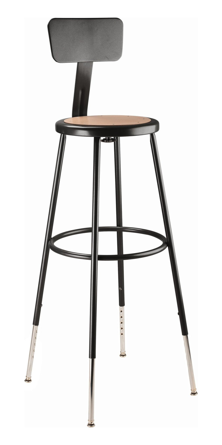 NPS 30.5" - 38.5" Height Adjustable Heavy Duty Steel Stool with Backrest (National Public Seating NPS-6230HB) - SchoolOutlet