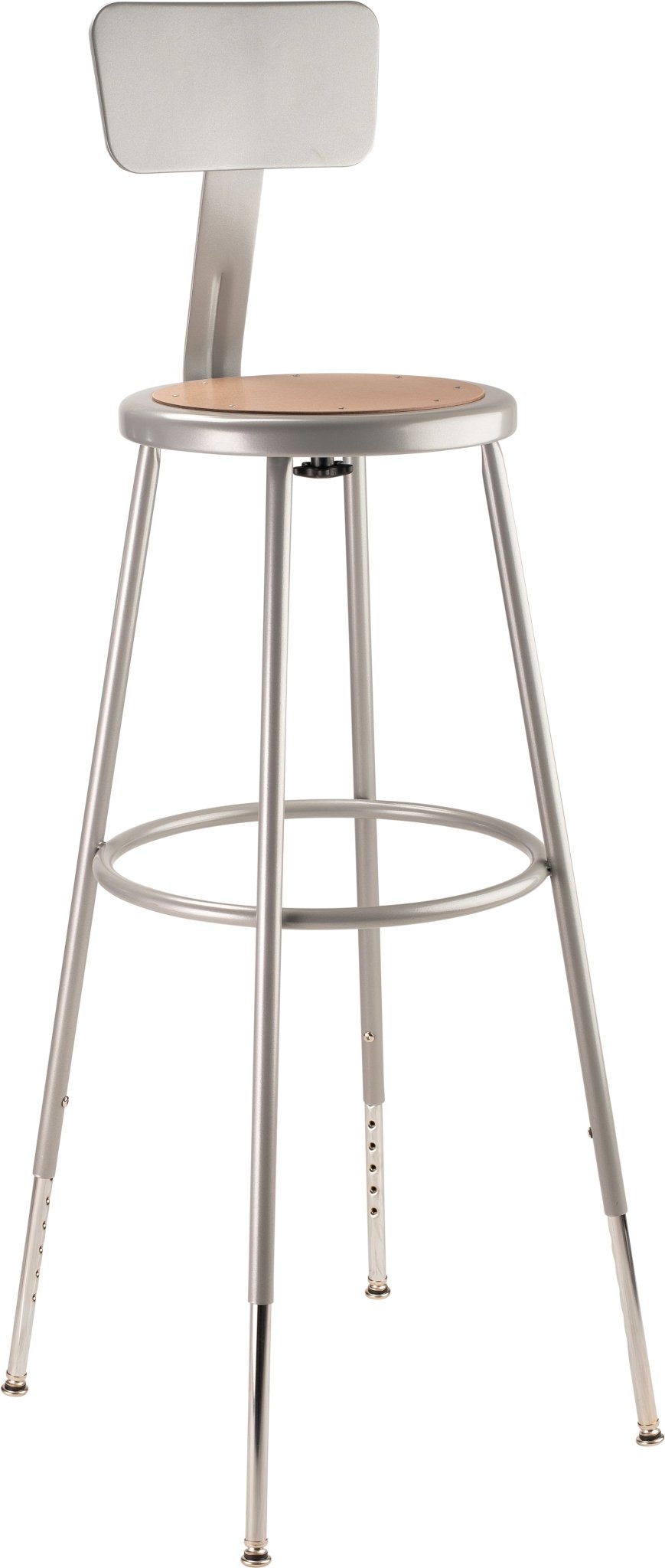 NPS 30.5" - 38.5" Height Adjustable Heavy Duty Steel Stool with Backrest (National Public Seating NPS-6230HB) - SchoolOutlet