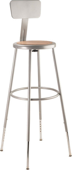 NPS 30.5" - 38.5" Height Adjustable Heavy Duty Steel Stool with Backrest (National Public Seating NPS-6230HB)