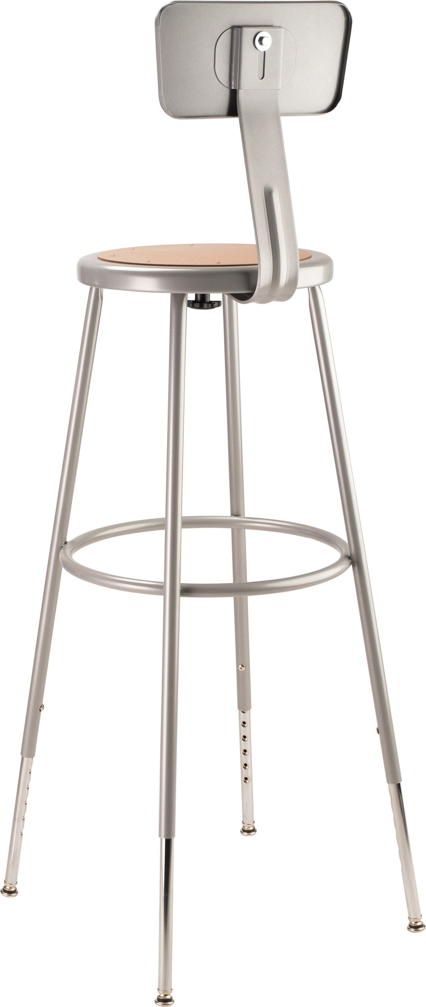 NPS 30.5" - 38.5" Height Adjustable Heavy Duty Steel Stool with Backrest (National Public Seating NPS-6230HB) - SchoolOutlet