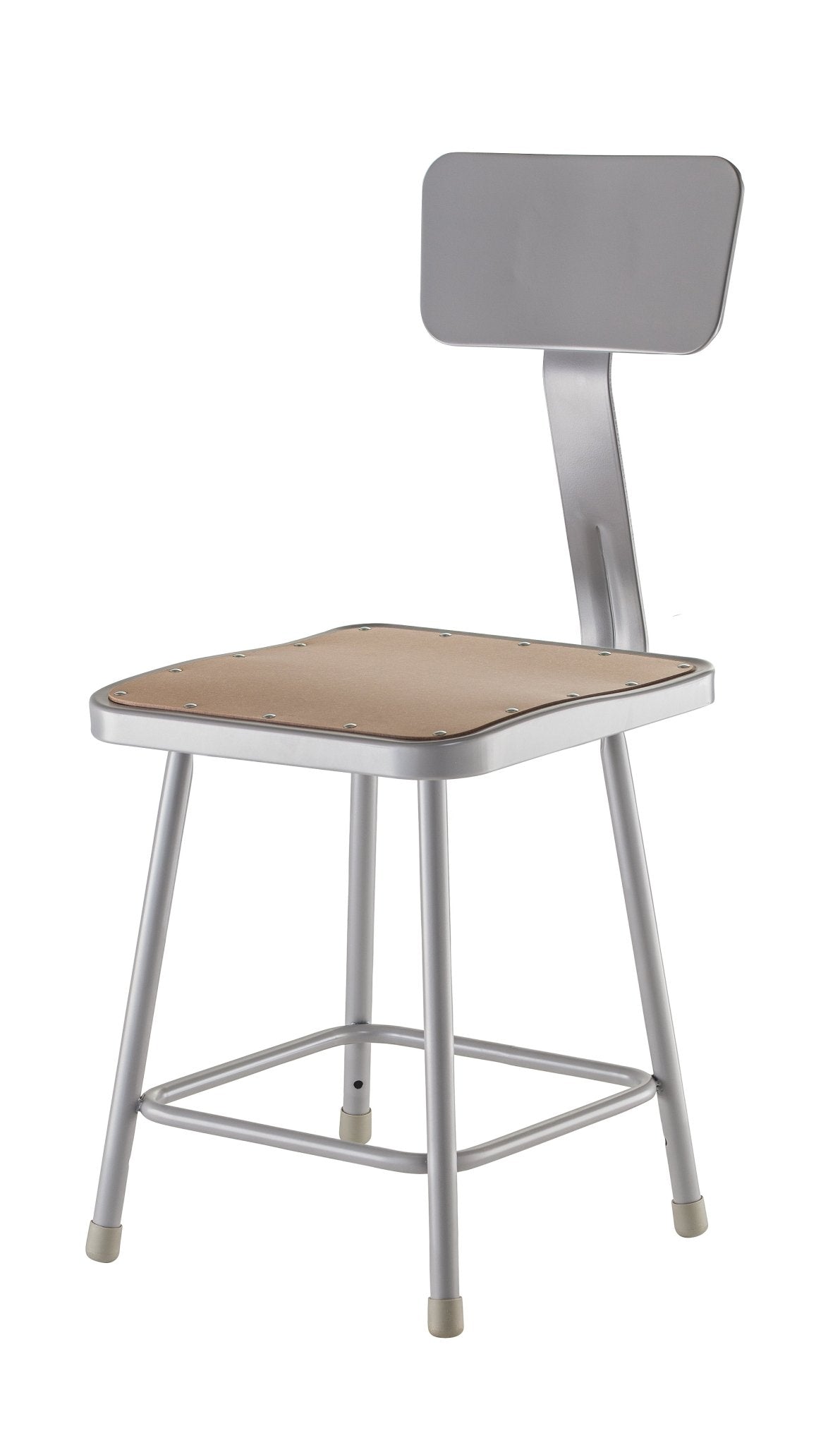 NPS 18" H Heavy Duty Square Seat Steel Stool with Hardboard Seat & Backrest (National Public Seating NPS-6318B) - SchoolOutlet