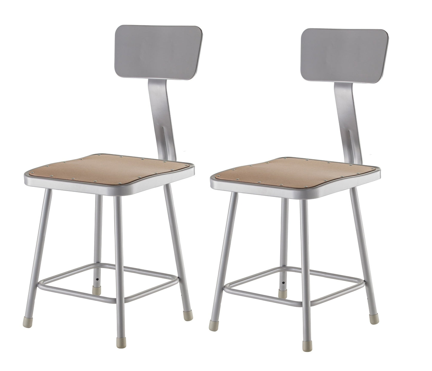 NPS 18" H Heavy Duty Square Seat Steel Stool with Hardboard Seat & Backrest (National Public Seating NPS-6318B) - SchoolOutlet