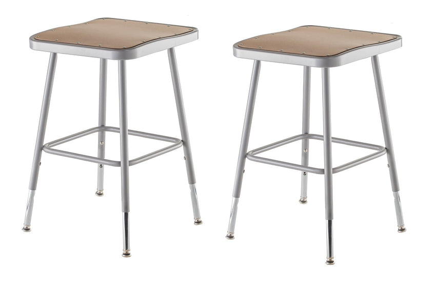 NPS 18" - 26" Height Adjustable Heavy Duty Square Seat Steel Stool with Hardboard Seat (National Public Seating NPS-6318H) - SchoolOutlet