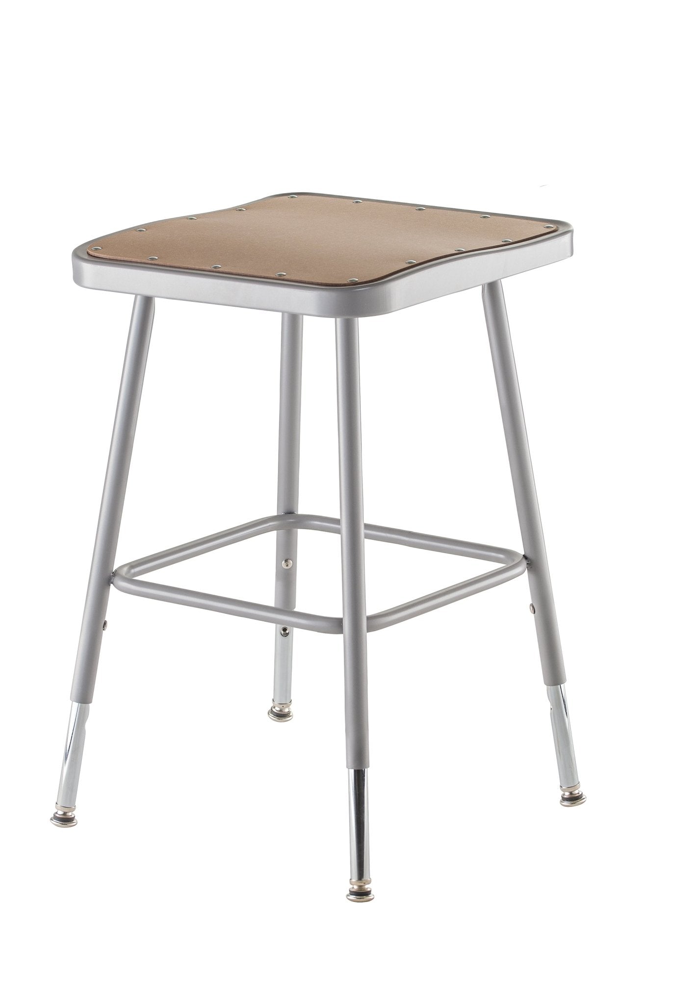 NPS 18" - 26" Height Adjustable Heavy Duty Square Seat Steel Stool with Hardboard Seat (National Public Seating NPS-6318H) - SchoolOutlet