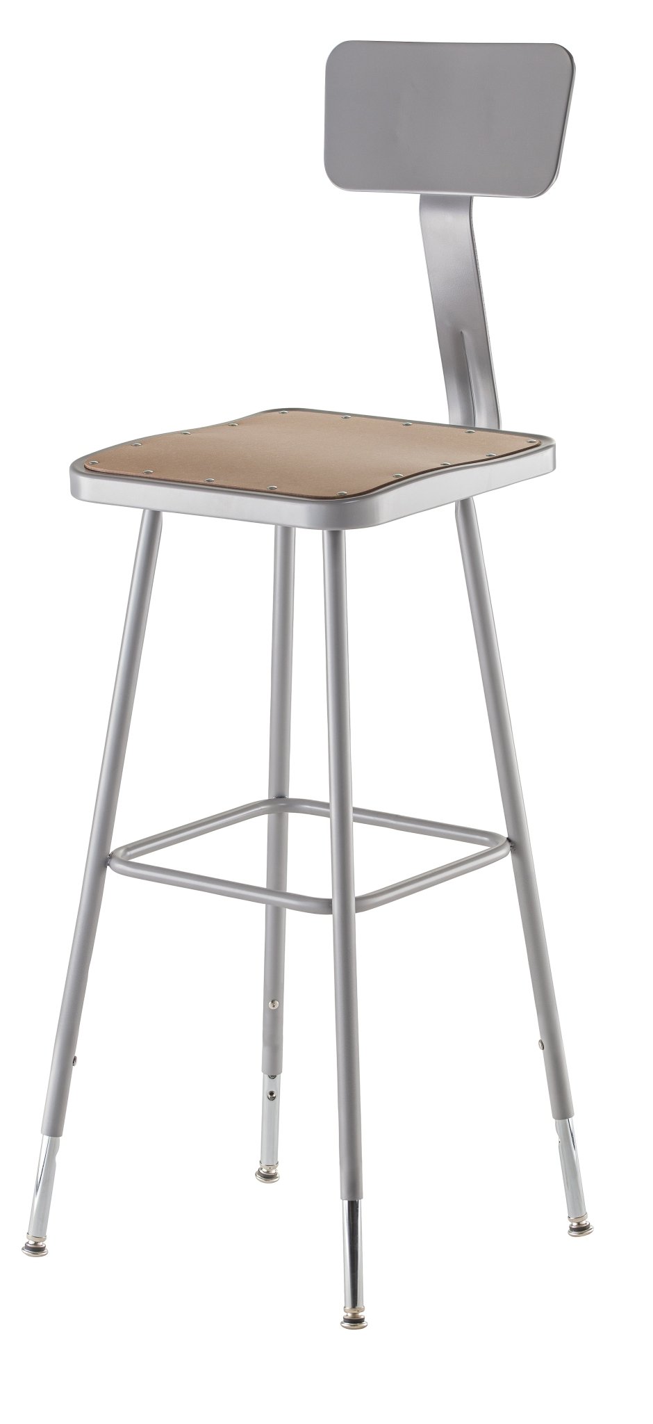 NPS 31" - 39" H Adjustable Square Stool with Backrest (National Public Seating NPS-6330HB) - SchoolOutlet
