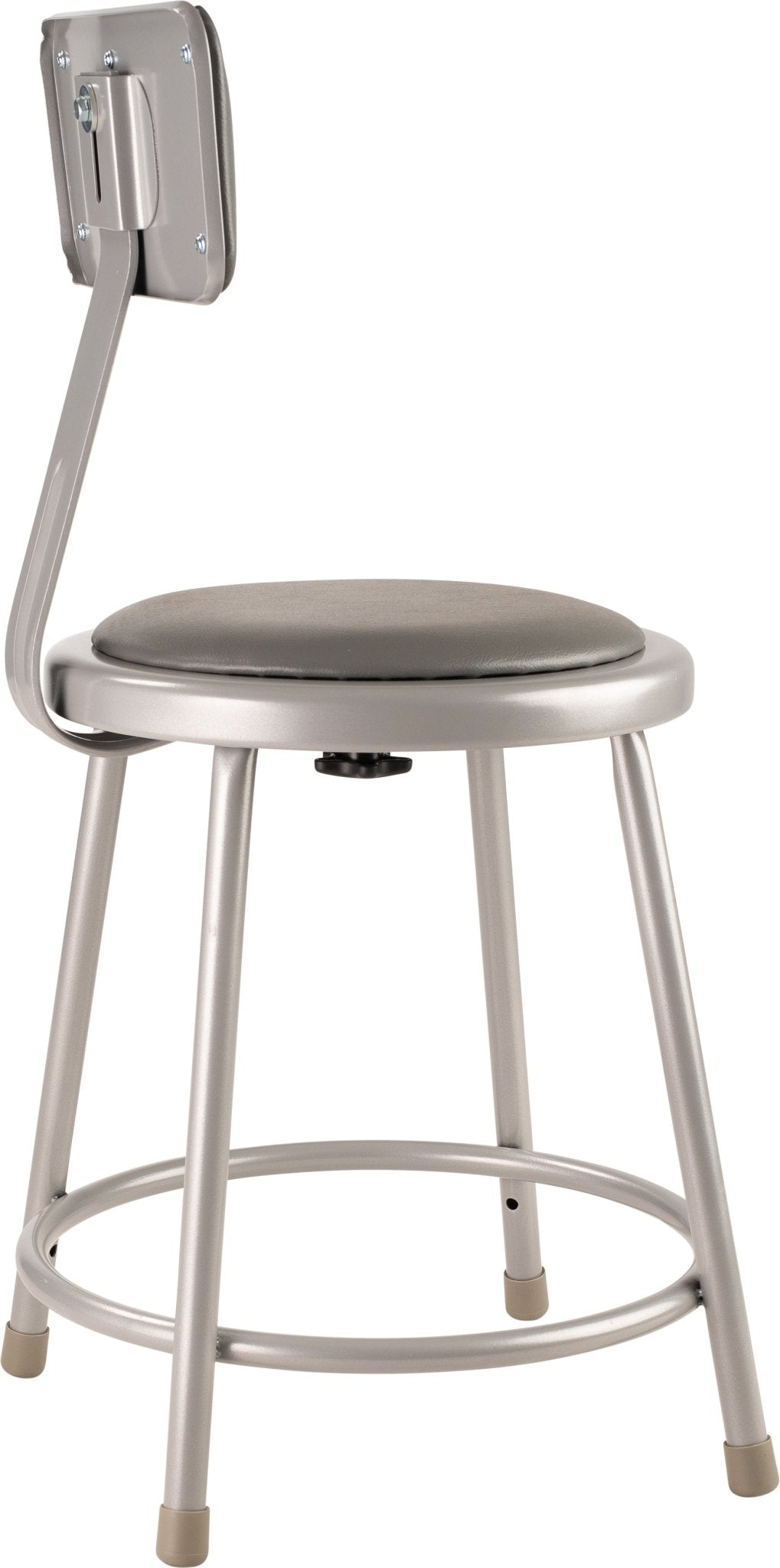 NPS 18" H Heavy Duty Vinyl Padded Steel Stool with Backrest (National Public Seating NPS-6418B) - SchoolOutlet