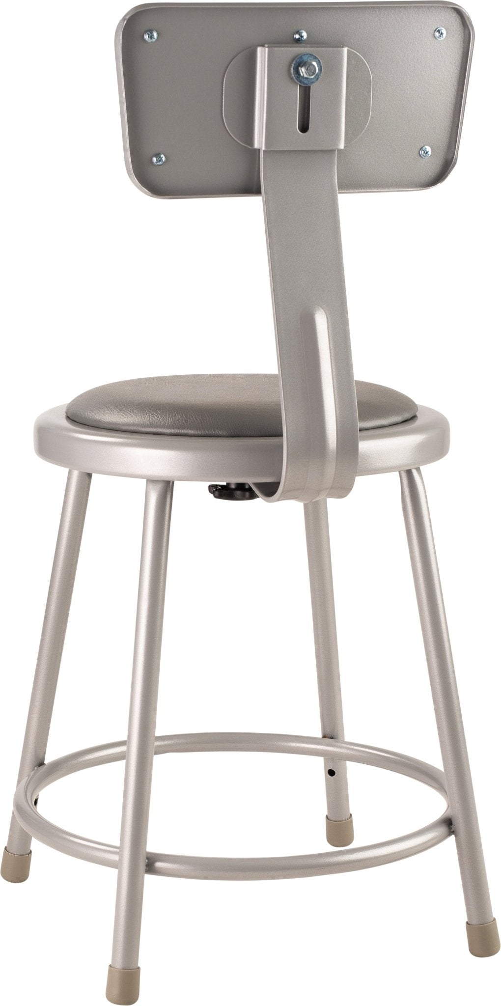 NPS 18" H Heavy Duty Vinyl Padded Steel Stool with Backrest (National Public Seating NPS-6418B) - SchoolOutlet