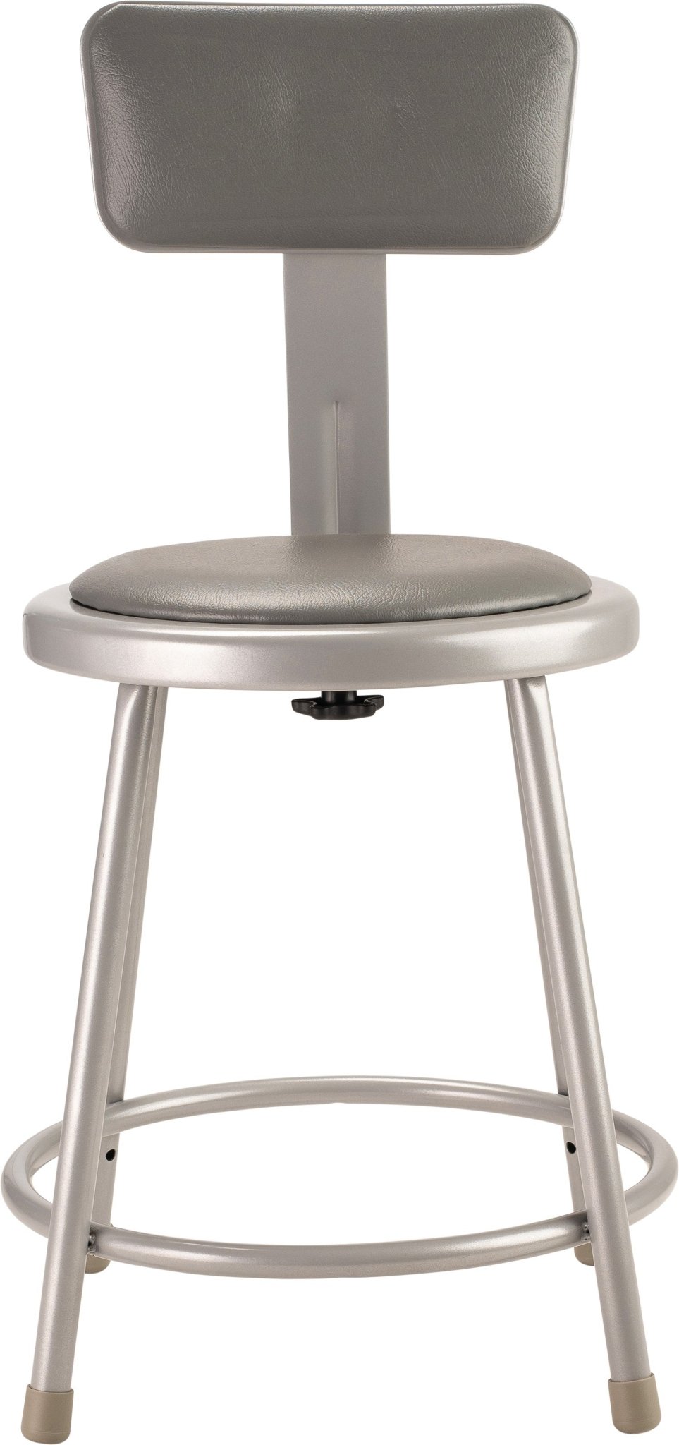 NPS 18" H Heavy Duty Vinyl Padded Steel Stool with Backrest (National Public Seating NPS-6418B) - SchoolOutlet