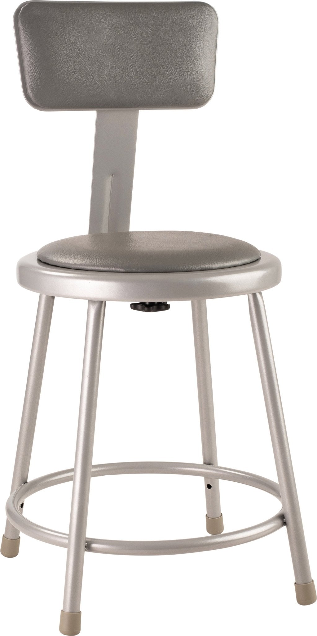 NPS 18" H Heavy Duty Vinyl Padded Steel Stool with Backrest (National Public Seating NPS-6418B) - SchoolOutlet