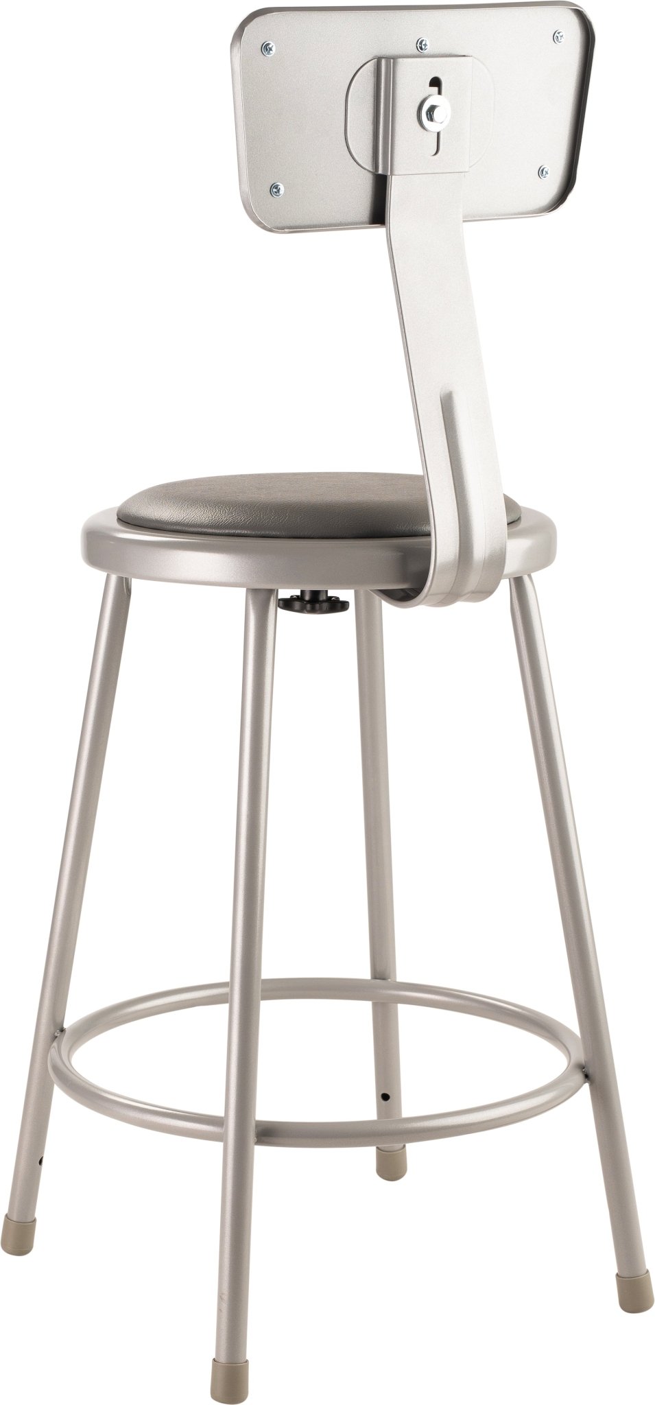 NPS 24" H Heavy Duty Steel Stool with Padded Seat and Backrest (National Public Seating NPS-6424B) - SchoolOutlet