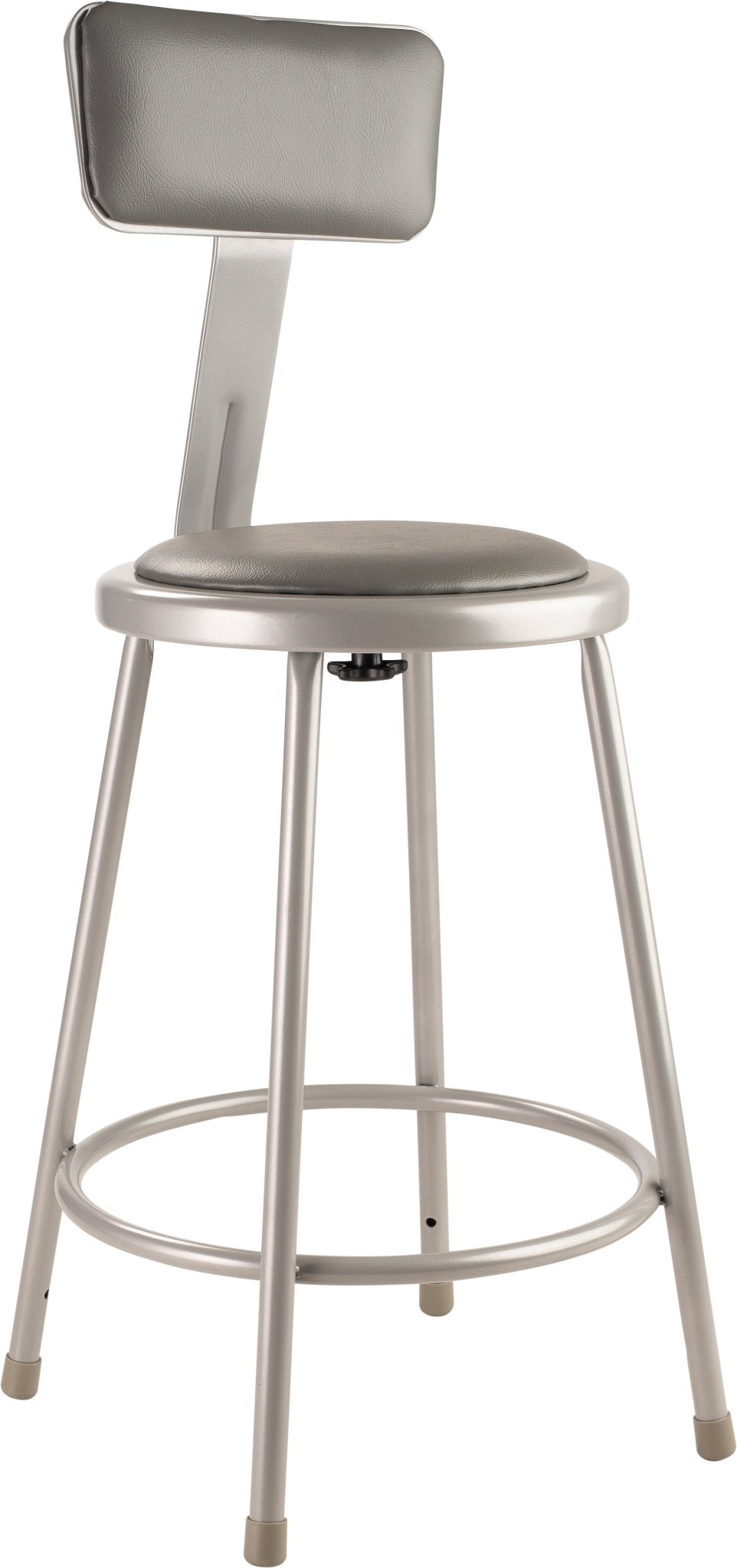 NPS 24" H Heavy Duty Steel Stool with Padded Seat and Backrest (National Public Seating NPS-6424B) - SchoolOutlet