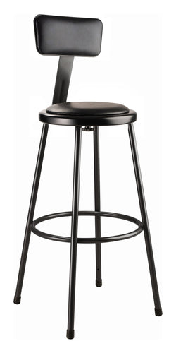 NPS 30" H Stool with Padded Seat and Backrest (National Public Seating NPS-6430B)