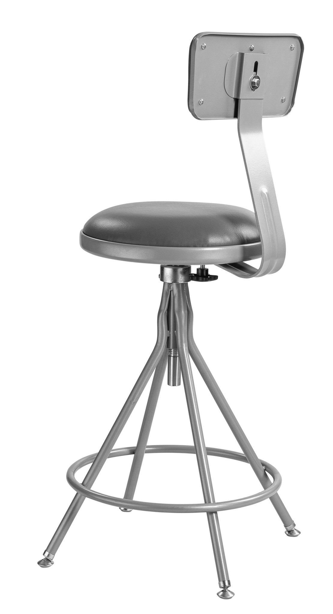 NPS 24" - 30" Height Adjustable Heavy Duty Vinyl Padded Swivel Steel Stool With Backrest (National Public Seating NPS-6524HB) - SchoolOutlet