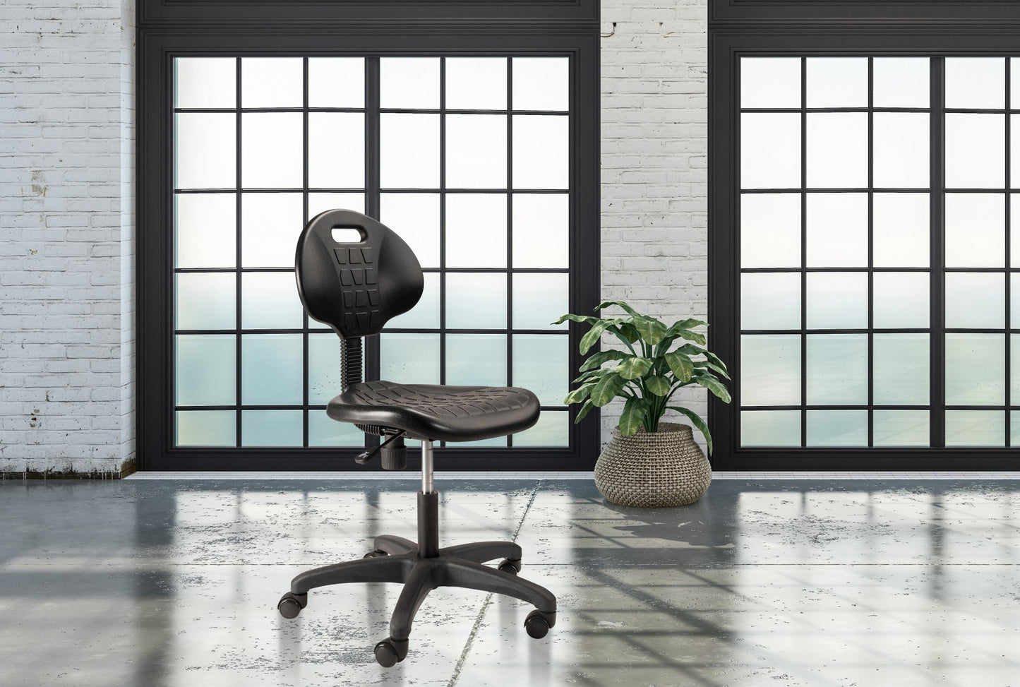 NPS Polyurethane Task Chair, 16" - 21" Height, Black (National Public Seating NPS-6716HB) - SchoolOutlet