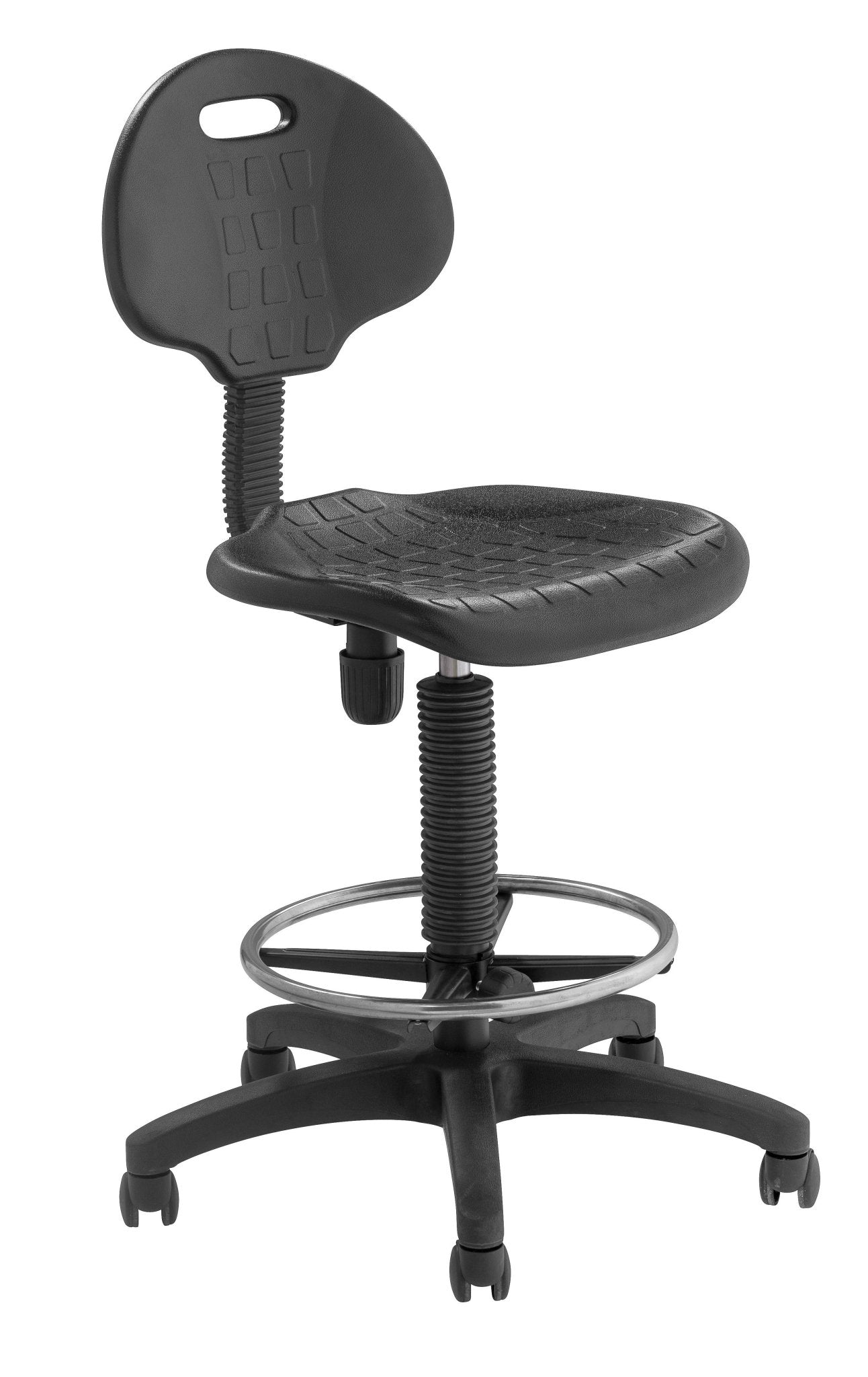 Lab and Science Shop Stool Polyurethane Seat and Backrest adjusts 22" - 32" H - for Offices, Classrooms, Science and STEM Labs (National Public Seating NPS-6722HB) - SchoolOutlet