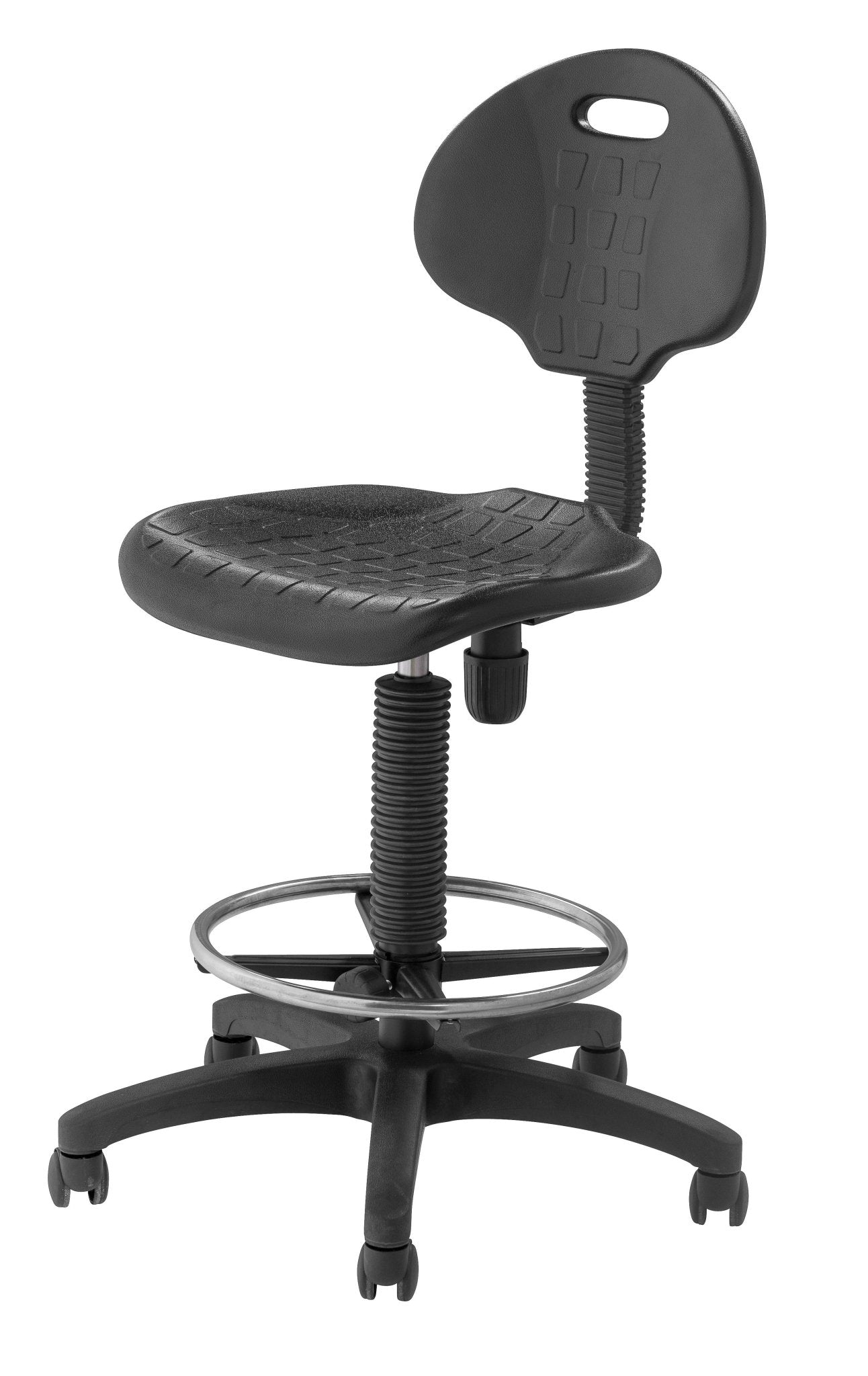 Lab and Science Shop Stool Polyurethane Seat and Backrest adjusts 22" - 32" H - for Offices, Classrooms, Science and STEM Labs (National Public Seating NPS-6722HB) - SchoolOutlet