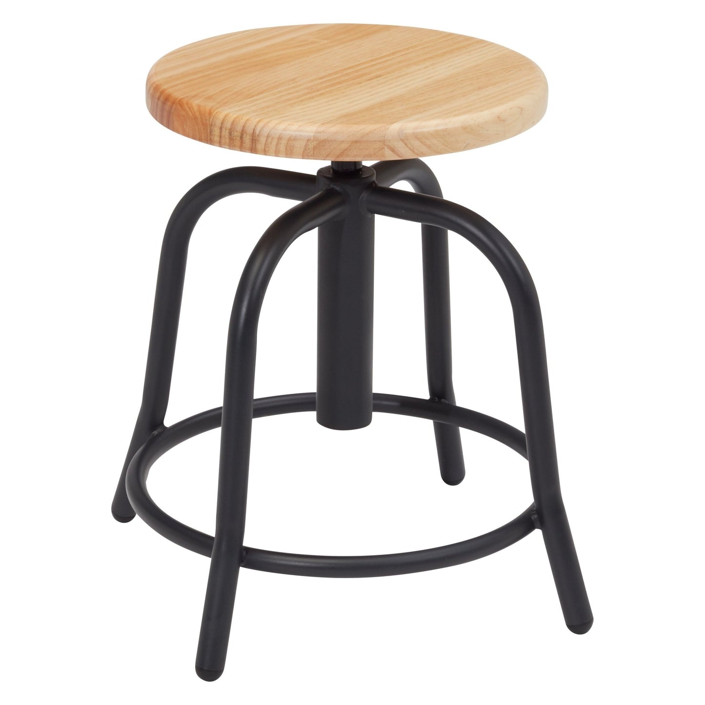 NPS 6800 Series 19" - 25" Height Adjustable Swivel Stool, Wooden Seat (National Public Seating NPS-6800W) - SchoolOutlet