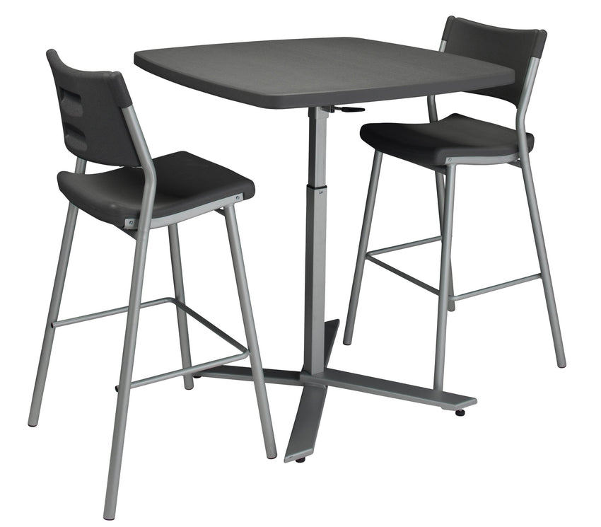 NPS CTT3042 - Cafe Table Adjustable Height 30"-42" Plastic Table - Charcoal/Silver (National Public Seating NPS-CTT3042) - SchoolOutlet