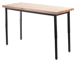 NPS Height Adjustable Utility Table, 24" X 48", Butcherblock Top (National Public Seating NPS-HDT3-2448B)