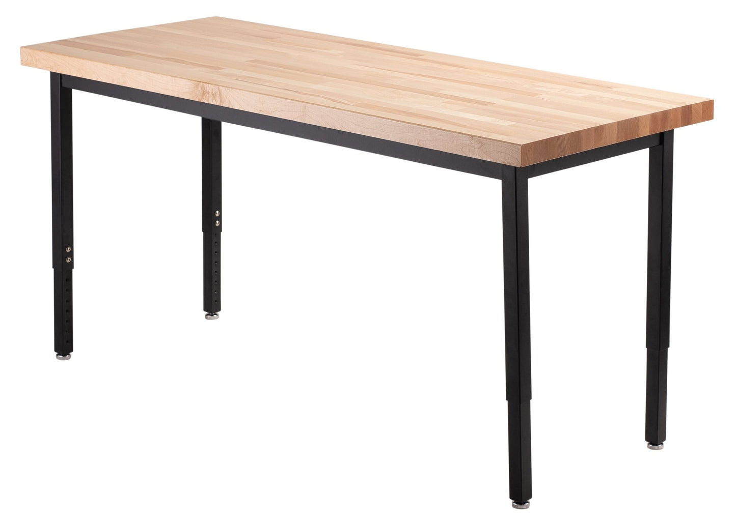 NPS Height Adjustable Utility Table, 24" X 60", Butcherblock Top (National Public Seating NPS-HDT3-2460B) - SchoolOutlet