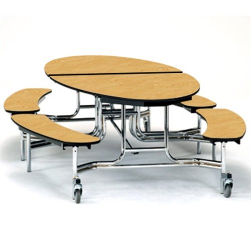 NPS Mobile Cafeteria 10' Elliptical Fixed Bench Unit - Seats 8-12 (National Public Seating NPS-METB) - SchoolOutlet