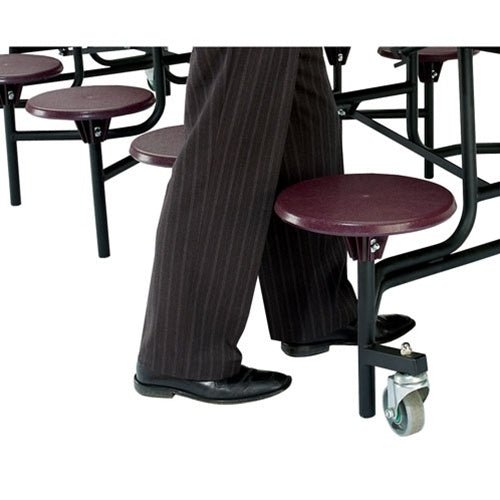 NPS 10' Elliptical Mobile Cafeteria Table - 12 Stools - Particleboard Core - T-Molding Edge - Black Powdercoated Frame - SchoolOutlet