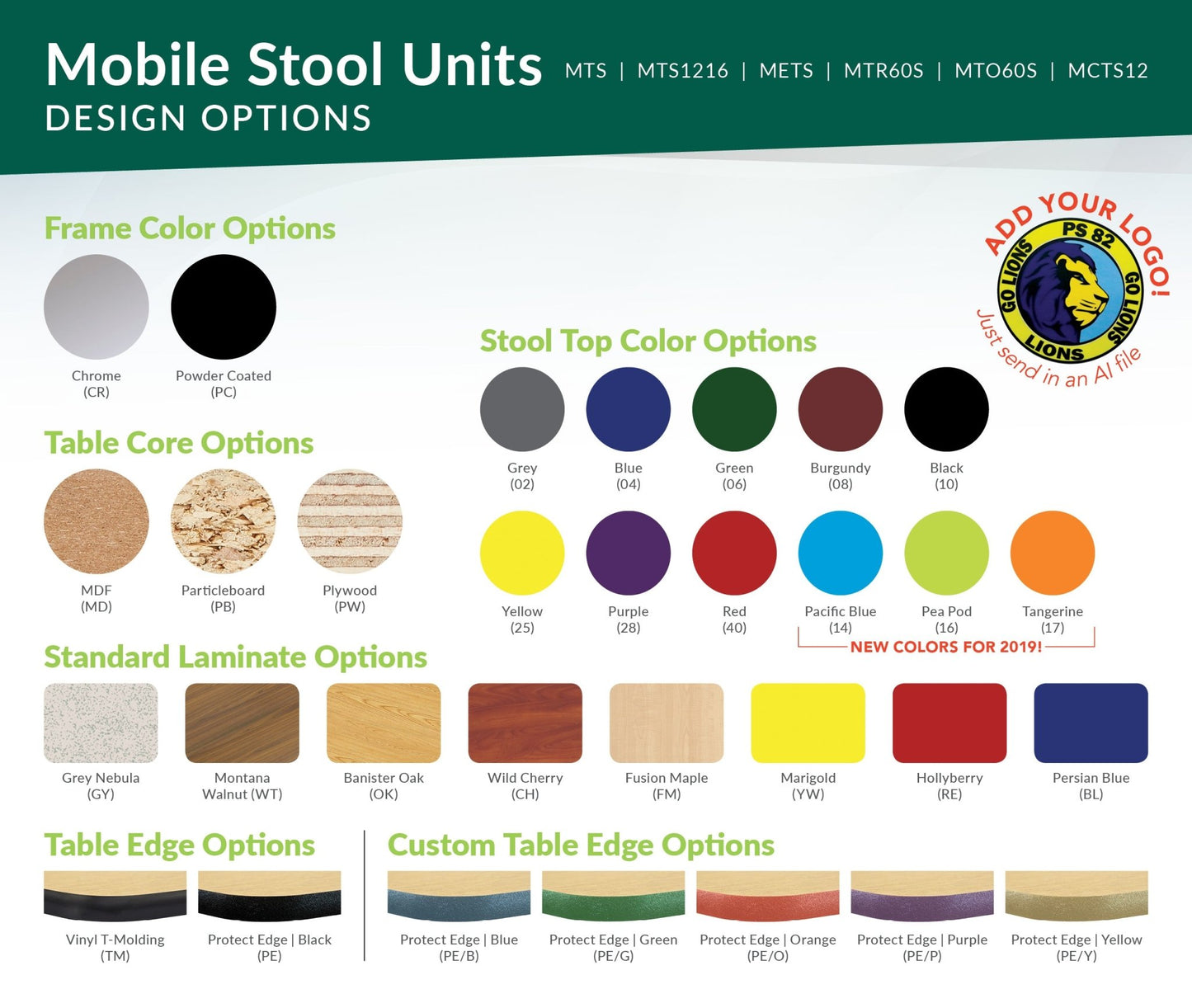 NPS 10' Elliptical Mobile Cafeteria Table - 12 Stools - Plywood Core - Protect Edge - Black Powdercoated Frame - SchoolOutlet