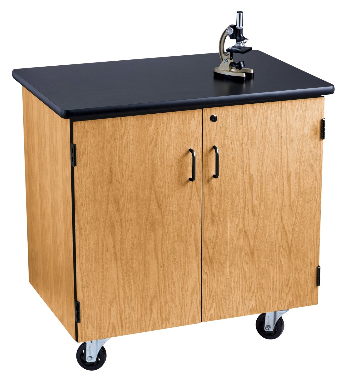 NPS Mobile Science Storage Cabinet with HPL Black Top & Light Oak Frame (National Public Seating NPS-MSC2436) - SchoolOutlet