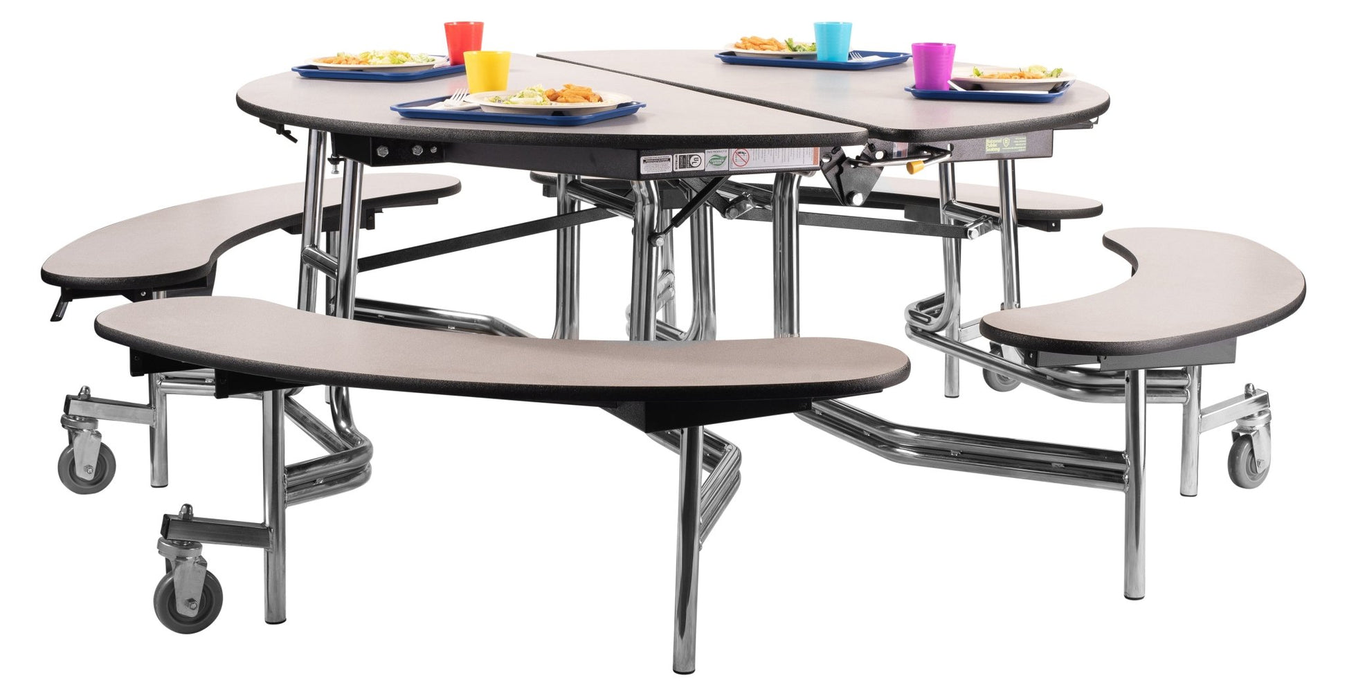 NPS Mobile Cafeteria 60" Round Bench Unit - Seats 8-12 (National Public Seating NPS-MTR60B) - SchoolOutlet