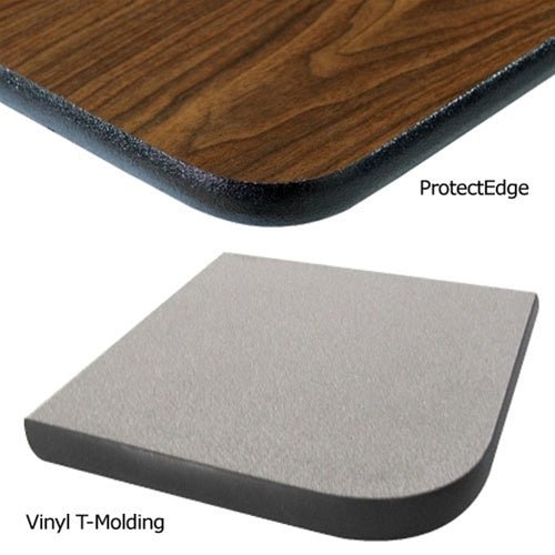 NPS 60" Round Mobile Cafeteria Table - 8 Stools - Plywood Core - Protect Edge - Chrome Frame - SchoolOutlet