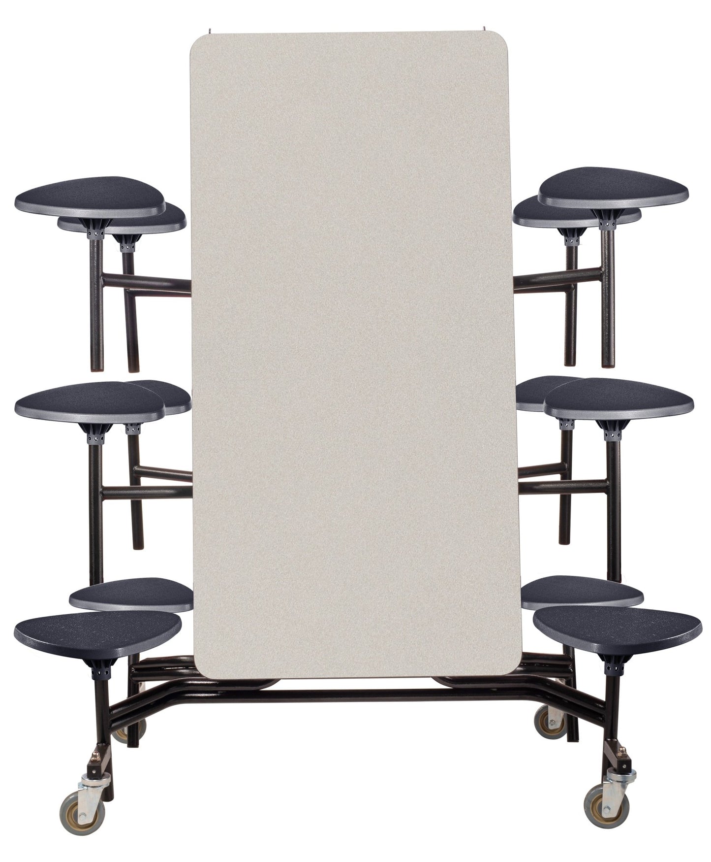 NPS Mobile Cafeteria Table - 30" W x 10' L - 12 Stools - Particleboard Core - T-Molding Edge - Black Powdercoated Frame - SchoolOutlet