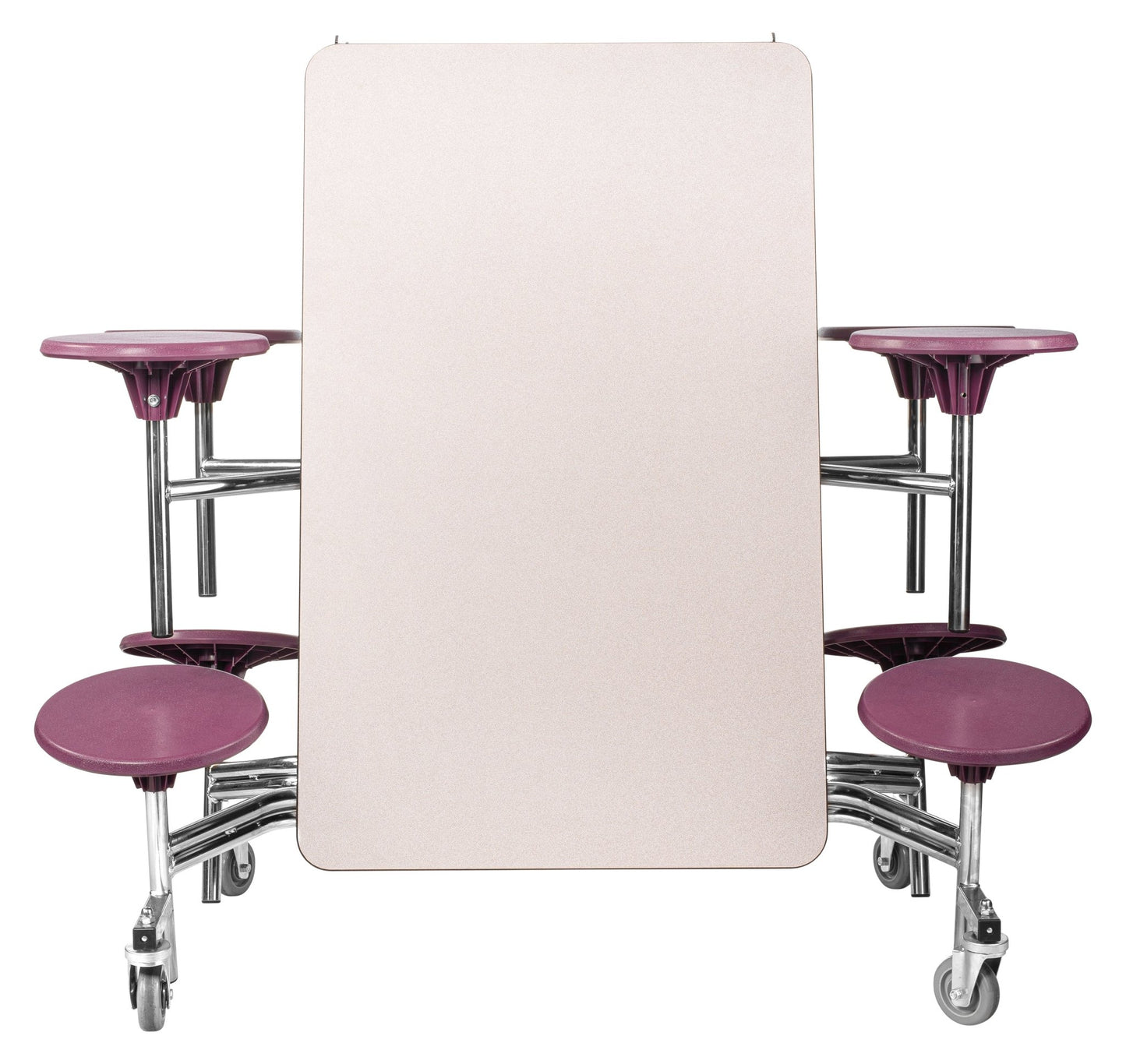 NPS Mobile Cafeteria Table - 30" W x 8' L - 8 Stools - Plywood Core - T-Molding Edge - Black Powdercoated Frame - SchoolOutlet