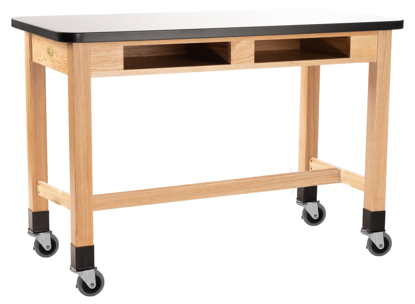 NPS Wood Science Lab Table, 24 x 48 x 30, Whiteboard Top, Book Compartments (National Public Seating NPS-SLT1-2448WB) - SchoolOutlet