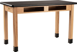 NPS Science Lab Table - High Pressure Laminate Top - w/ Book Compartment - 24"W x 60"D (National Public Seating NPS-SLT1-2460HB)