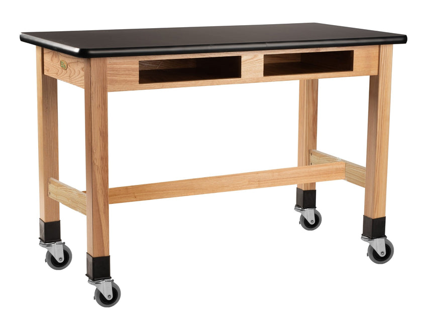 NPS Science Lab Table - High Pressure Laminate Top - w/ Book Compartment - 24"W x 72"D (National Public Seating NPS-SLT1-2472HB) - SchoolOutlet