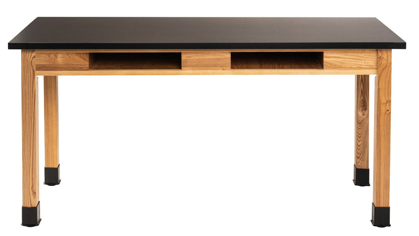 NPS Science Lab Table - Chem-Res Top - Dual Book Compartment - 30" x 60" (National Public Seating NPS-SLT1-3060CB) - SchoolOutlet