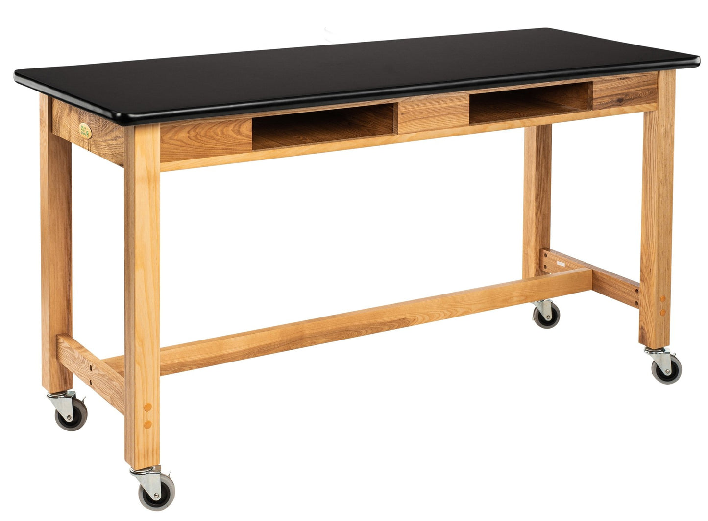 NPS Science Lab Table - High Pressure Laminate Top - w/ Book Compartment - 24"W x 54"D (National Public Seating NPS-SLT2-2454HB) - SchoolOutlet