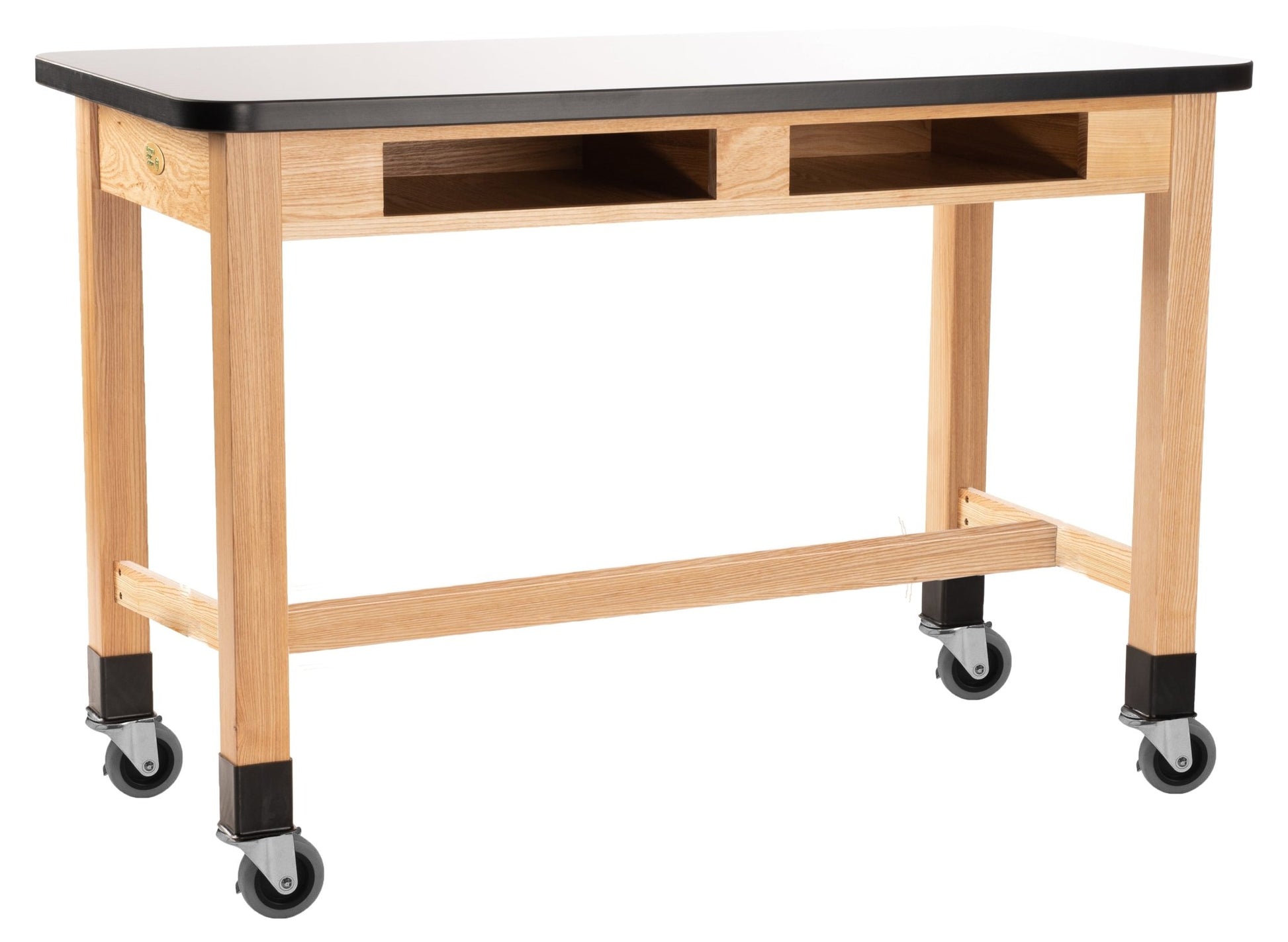 NPS Wood Science Lab Table, 24 x 60 x 36, Whiteboard Top, Book Compartments (National Public Seating NPS-SLT2-2460WB) - SchoolOutlet