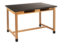 NPS Wood Science Lab Table, 42 x 60 x 36, HPL Top, Book Compartments (National Public Seating NPS-SLT2-4260HB)