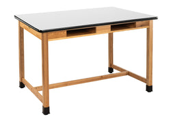 NPS Wood Science Lab Table, 42 x 60 x 36, Whiteboard Top, Book Compartments (National Public Seating NPS-SLT2-4260WB)