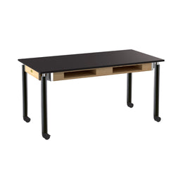 NPS Adjustable Science Lab Table - Chem-Res Top - Dual Book Compartment - 30" x 60" (National Public Seating NPS-SLT4-3060CB)