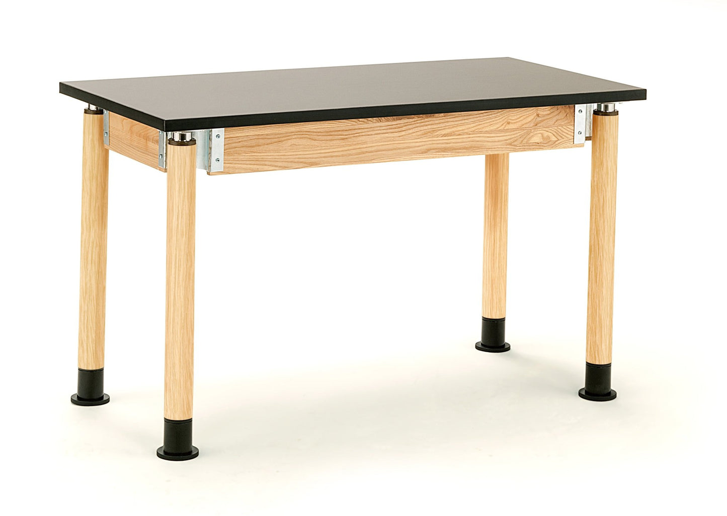 NPS Height Adjustable Science Lab Table, 24" X 48", Phenolic Top, Oak Legs (National Public Seating NPS-SLT5-2448P) - SchoolOutlet