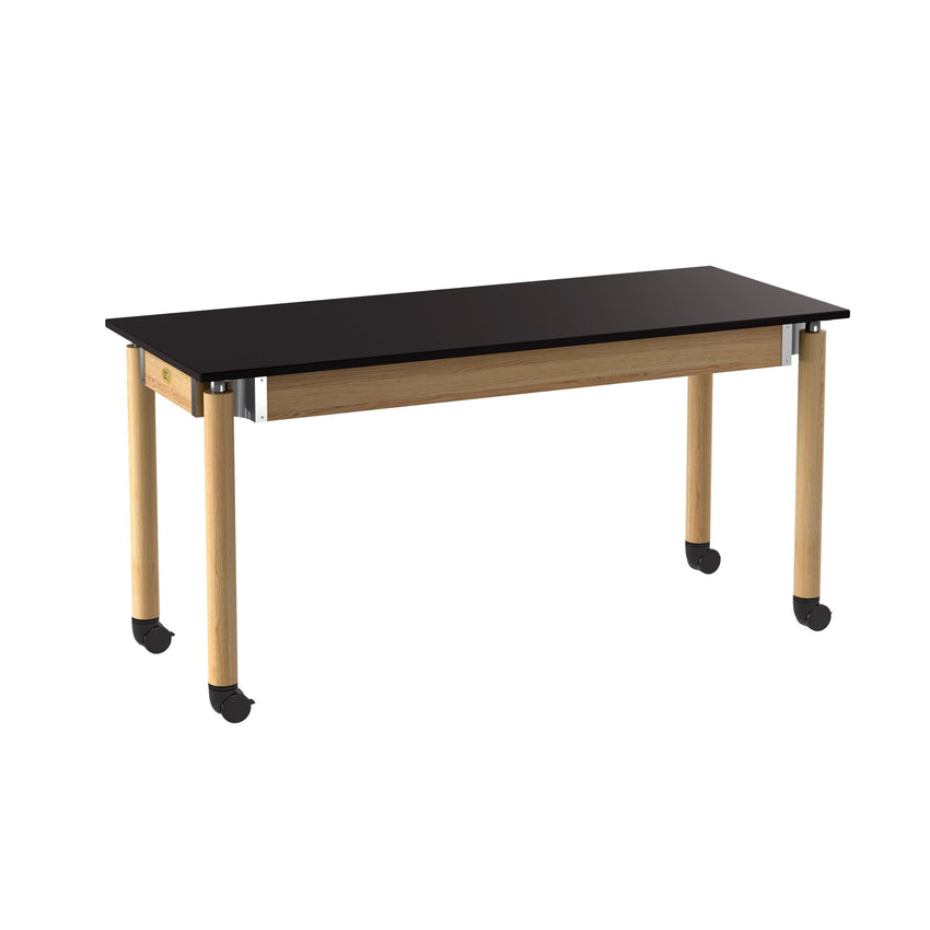 NPS Adjustable Science Lab Table - Chem-Res Top - Plain Front - Oak - 24" x 60" (National Public Seating NPS-SLT5-2460C) - SchoolOutlet