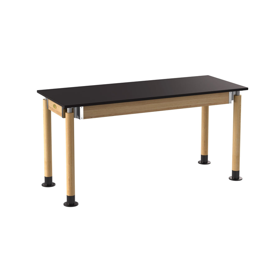 NPS Adjustable Science Lab Table - Chem-Res Top - Plain Front - Oak - 24" x 60" (National Public Seating NPS-SLT5-2460C) - SchoolOutlet